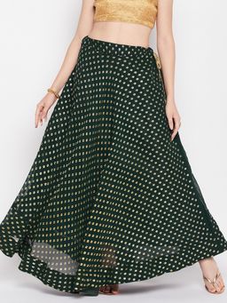 Clora Creation - Women Green Printed Flared Skirt