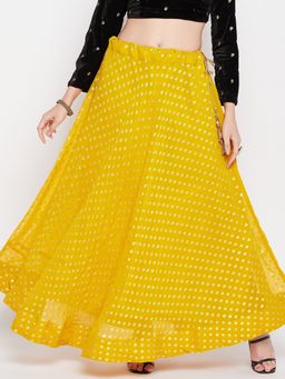 Clora Creation - Women Mustard Printed Flared Skirt