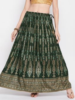 Clora Creation - Women Green Printed Flared Skirt