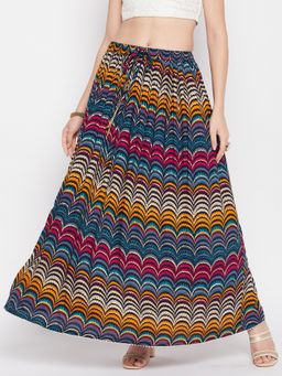 Clora Creation - Women Multi-Color Printed Flared Skirt
