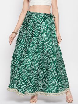 Clora Creation - Women Green Printed Flared Skirt
