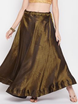 Clora Creation - Women Gold Woven Zari Flared Skirt