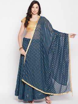 Clora Creation - Women Blue Printed Flared Skirt with Dupatta
