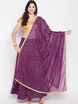 Clora Creation - Women Purple Printed Flared Skirt with Dupatta