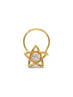 Candere by Kalyan Jewellers - 18K Yellow Gold BIS Hallmark 1 Diamond Ribbony Star Nose Pin for Women