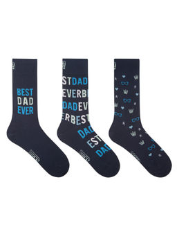 Balenzia - Navy Blue Fathers Day Special Edition Crew Socks (Pack Of 3)