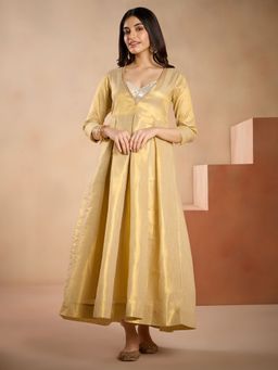 Gajra Gang - Neemrana Gold Maxi Dress & Blouse GGDRS19 (Set of 2)