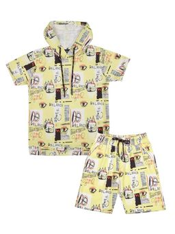 CAVIO - Boys Abstract Printed Co-Ord Set-Yellow