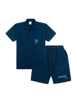 CAVIO - Boys Trendy Half Sleeves Solid Co-Ord Set-Teal