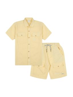 CAVIO - Boys Trendy Half Sleeves Solid Co-Ord Set-Yellow