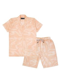 CAVIO - Boys Trendy Half Sleeve Abstract Print Co-Ord Set-Orange