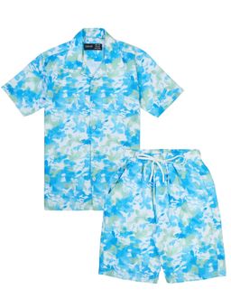 CAVIO - Boys Trendy Half Sleeve Abstract Print Co-Ord Set-Turquoise