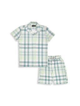 CAVIO - Boys Checkered Co-Ord Set-Green