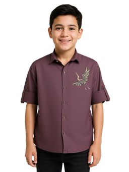 CHARCHIT - Boys Full Sleeves Embellished Shirt-Mauve