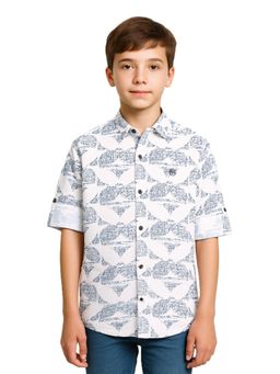 CHARCHIT - Boys Full Sleeves Abstract Printed Casual Shirt-Blue