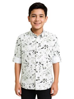 CHARCHIT - Boys Full Sleeves Floral Printed Casual Shirt-Green