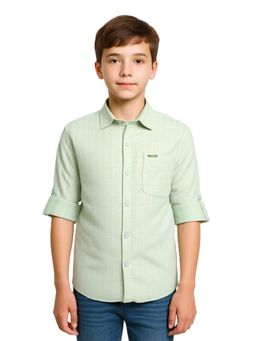 CHARCHIT - Boys Full Sleeves Striped Casual Shirt-Green