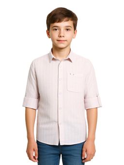 CHARCHIT - Boys Full Sleeves Striped Casual Shirt-Off White