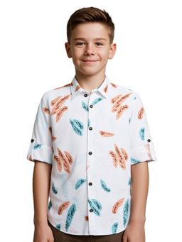 CAVIO - Boys Full Sleeves Abstract Printed Casual Shirt-Peach