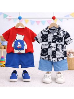 Googo Gaaga - Unisex Printed T-Shirt and Shirt With Shorts-Multi-Color (Pack of 3)