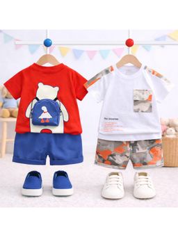 Googo Gaaga - Unisex Printed T-Shirt With Shorts-Multi-Color (Pack of 2)