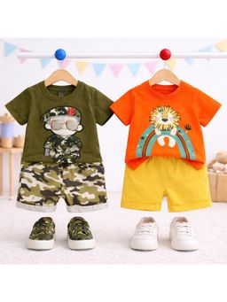 Googo Gaaga - Unisex Printed T-Shirt With Shorts-Multi-Color (Pack of 2)