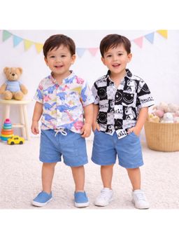 Googo Gaaga - Unisex Printed Shirt With Shorts-Multi-Color (Pack of 2)