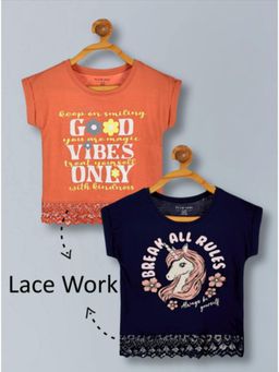 PLUM TREE - Girls Premium Cotton T-Shirts-Multi-Color (Pack of 2)