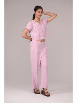 Urban buds - Neck Top Matched With Snug Waistband Co-Ord Set-Pink