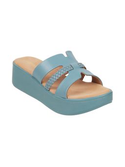 Metro - Womens Blue Platform HeelsMetro Blue Braided Synthetic Wedges