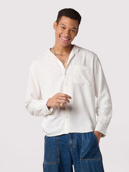 IZF - Men White Relaxed Fit Full Sleeve Linen Shirt
