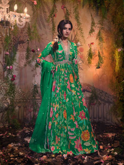 Aayushi Maniar - Tulsi Anarkali Kurta with Dupatta Green (Set of 2)