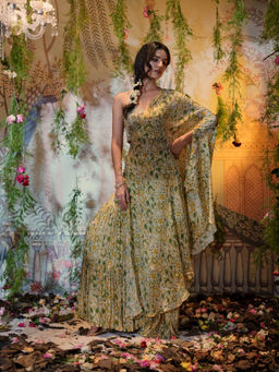 Aayushi Maniar - Mogra Gharara with Blouse and Dupatta Multi-Color (Set of 3)