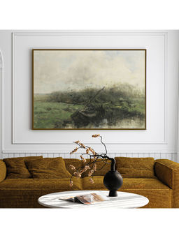 ARTCREST - Countryside Collage Painting Black Box Framed Canvas Wall Art