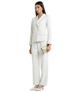 BCBG - White Solid Relaxed Fit Trouser