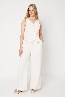 Fnocks - White Solid Regular Fit Trouser