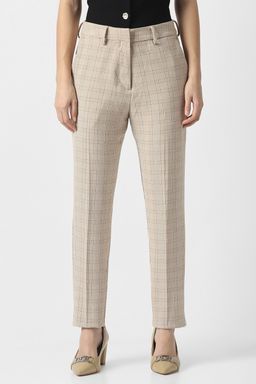 Van Heusen - Beige Checks Regular Fit Trouser