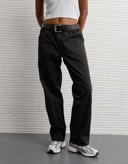 American Eagle - Black Solid Regular Fit Trouser