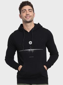 Bewakoof - Men's Black Starstruck Graphic Printed Hoodies