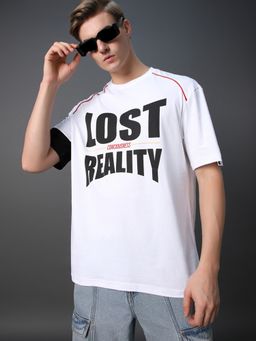 Bewakoof - Men's White Conciousness Typography Super Loose Fit T-shirt