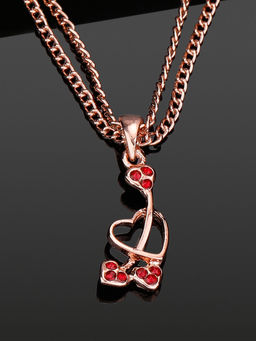 Estele - Rose Gold Plated Heart shaped Pendant with Austrian Crystals for Women