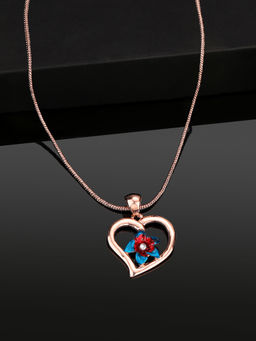 Estele - Rose Gold Plated Heart shaped Pendant with Austrian Crystal & Enamel for Women