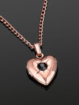Estele - Rose Gold Plated Openable Heart Shaped Pendant with Austrian Crystal for Women