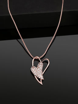 Estele - Rose Gold Plated Dual Heart Pendant with Austrian Crystals for Women
