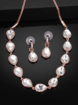 Estele - Rose gold Plated Fascinating Necklace Set with Pearls for Women