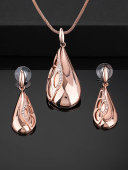 Estele - Rose Gold Plated Classic Drop Designer Necklace Set with Crystals for Women