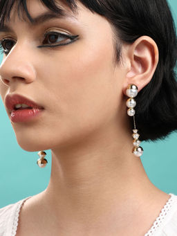 Sohi - Gold-Plated Drop Earrings-White