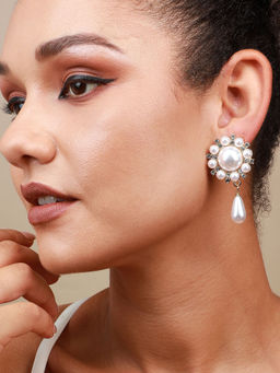 Sohi - Silver-Plated Drop Earrings-White