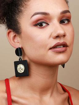 Sohi - Gold-Plated Drop Earrings-Black