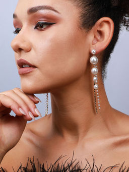 Sohi - Gold-Plated Drop Earrings-White